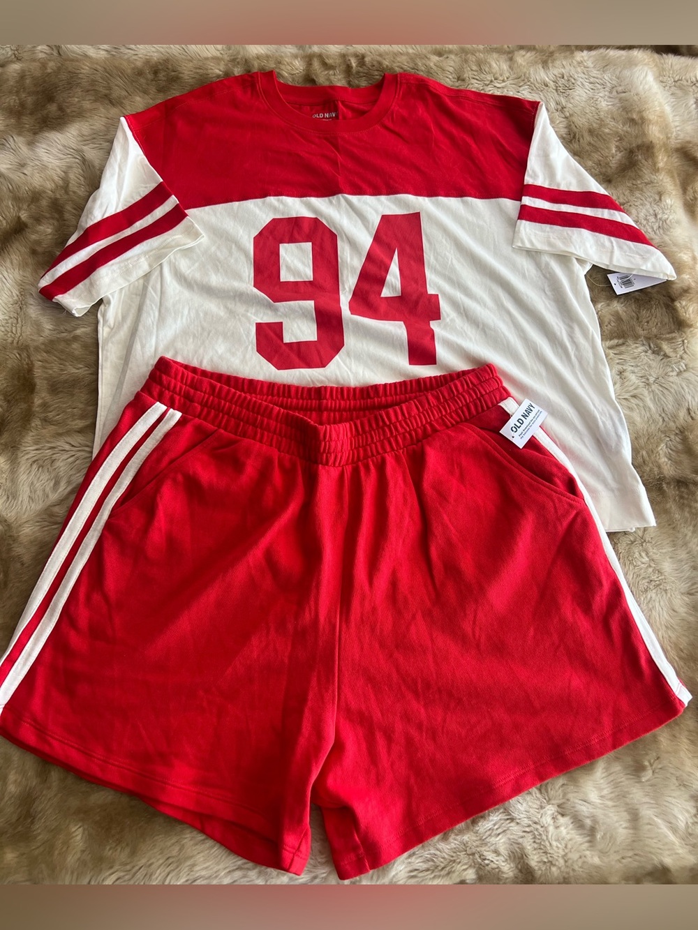 Old navy Red & White Athletic Two-Piece Set - Number 94 Tee + Shorts